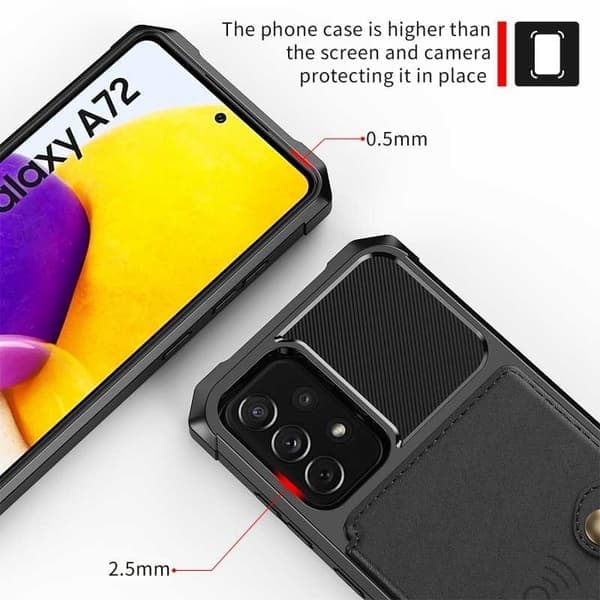 Samsung A72 4G Understøttet Premium Skal 4-FACK Solid V3 Sort