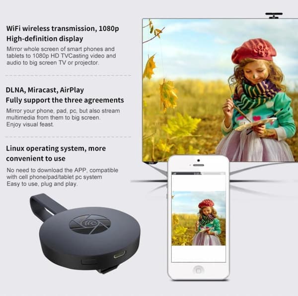 Mediestrømmer trådløs HDMI-dongel 1080p