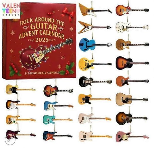 Rock Guitar Julekalender Blind Box, Juletræsdekoration, Akrylvedhæng