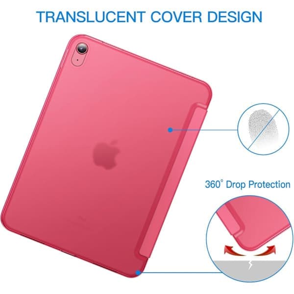 iPad (A16) 11:e/10:e generationen (2025/2022), Slim Stand Hårt Bakstycke Auto Wake/Sleep Funktion Rosa Rosa