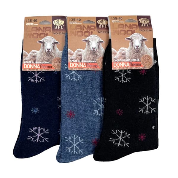 3-pak Ullstrømper - DAME, Str. 35-40 multifarvet one size