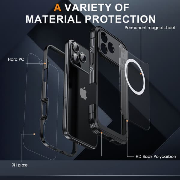 9H Glascover Orange til iPhone 17 Pro Max - Fuld Beskyttelse med Magnetisk Design
