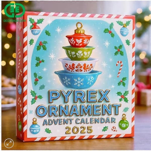 Pyrex Dekoreret Julekalender Blind Box, Juletræs Akryl Vedhæng Julepynt