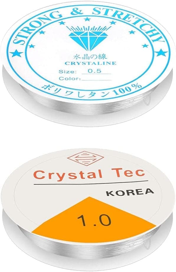 Transparent elastisk tråd för armband, 2 rullar stretch nylon elastisk smyckestråd för armband 13m 4m, 0.5mm och 1mm