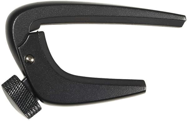 Svart. Gitarrställ i legering med skruvstäd för 6-strängad akustisk och elektrisk gitarr, ukulele, bas och banjo