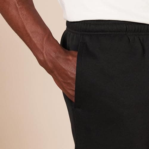 Afslappede sweatpants med lige ben og åben kant i fleece til mænd Black 4XL