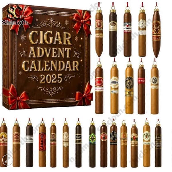 Cigar julekalender blind boks, juletræsdekoration, akrylvedhæng, samleobjekt julepynt