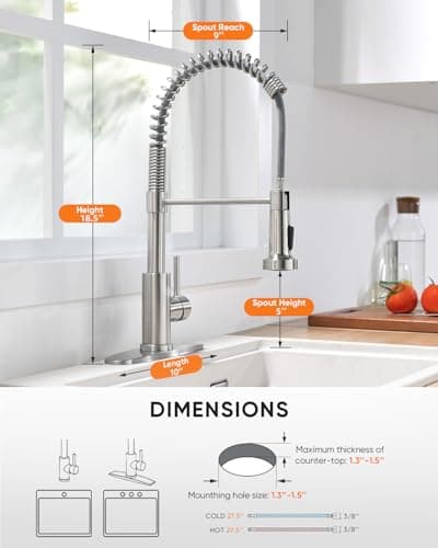 Køkkenarmatur med udtrækkelig sprøjte Silver Single Spring Faucet
