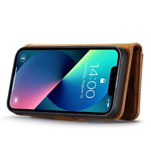 DG MING iPhone 15 2-i-1 Magnetplånbok Fodral - Brun Brun