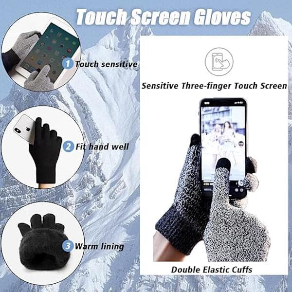 Unisex Vinterhandsker med Touchscreen, Fleeceforet, Elastiske Manchetter