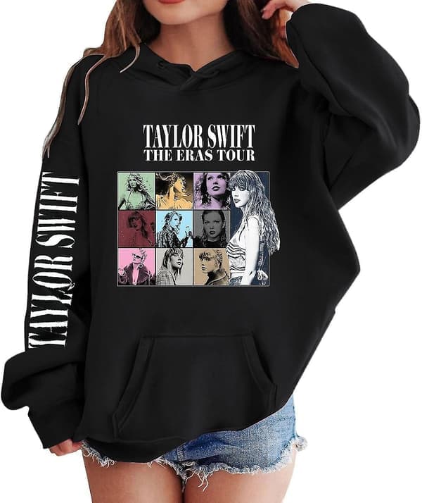 Piger Hættetrøjer 1989 Casual Taylor Sweatshirt Børn Drenge Swifts Pullover Hætte Koncert Outfit Til 4-14 År 01 sort 8 til 9 År