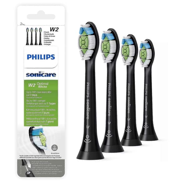 Philips SoniTeeth Care DiamondClean, kompatibel med HX6064/65, W2 Optimal White Sonic, Sort 4-pak