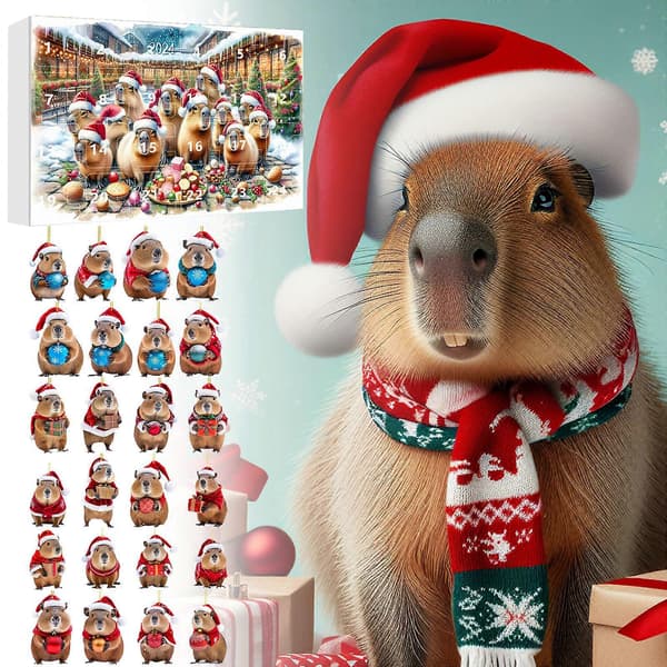 Jule Capybara Akryl Vedhæng, Julekalender Blind Box Festival Julepynt Dekoration