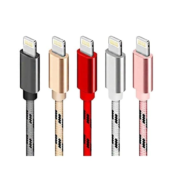 5-pack 2m flätade Lightning-kablar - snabbladdning och datasynkroniseringskabel för iPhone 11 13 14 Hållbara USB-laddare