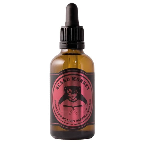Beard Monkey Parta- ja hiusöljy Light Orange & Cinnamon 50ml Läpinäkyvä