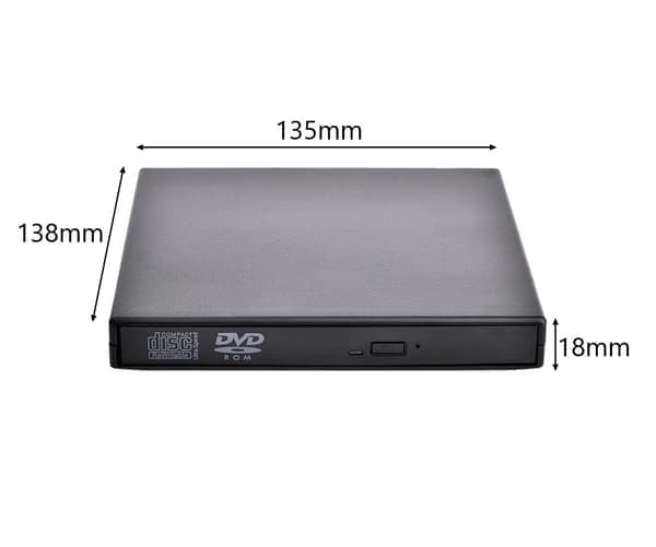 Ekstern DVD/CD-brenner USB 2.0 Slim for datamaskin Svart