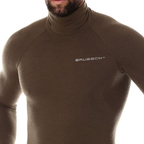 Herr Tröja Brubeck RANGER WOOL Termounderkläder Merinoull för Skog Khaki M Khaki