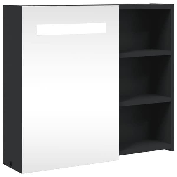 VidaXL Spejlskab og LED-lampe sort 60x13x52 cm Sort