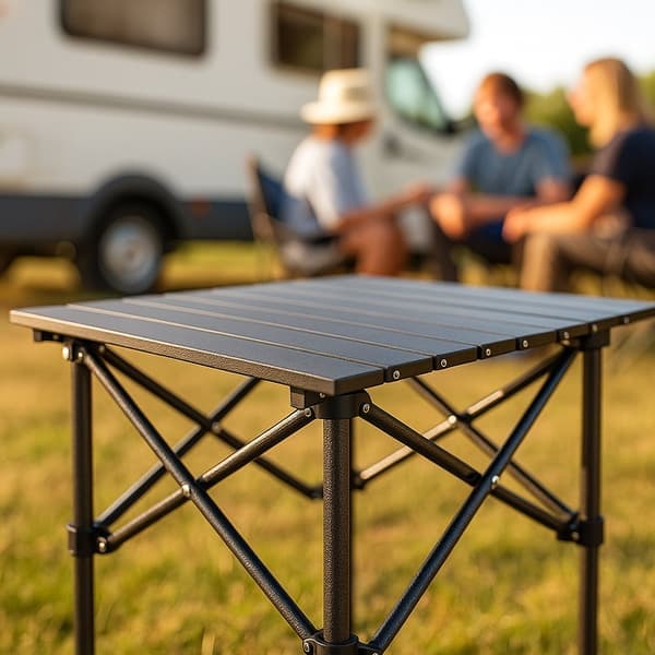 Sammenklappeligt campingbord i kulstofstål