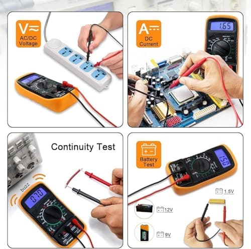 Digital multimeter voltmeter batterispänning multitester kontinuitet Ohm Volt Amp DC AC strömresistans dioder 2000 räkningar elektrisk test Orange