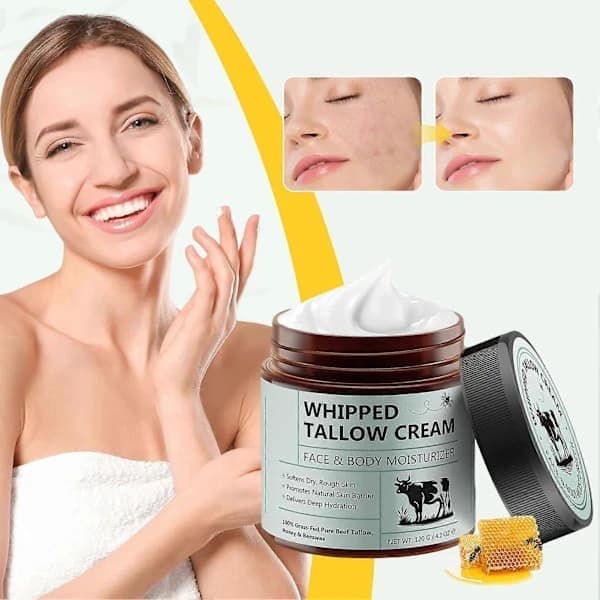 Talgfuktighetskräm från gräsfoder – för ansikte och kropp, anti-aging hudvård – 120 g (1 burk)