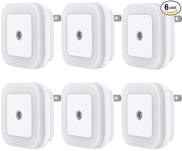LED Natlampe med Smart Sensor Skumring til Daggry Sensor, Dagslys Hvid, 0,5W Plug-in, 6-pak