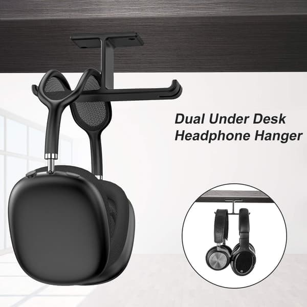 Spelheadsetställ, New Bee Dubbelt Headsetställ - Universellt 2-vägs installationsheadsetställ för alla hörlurar - Kabelförvaring