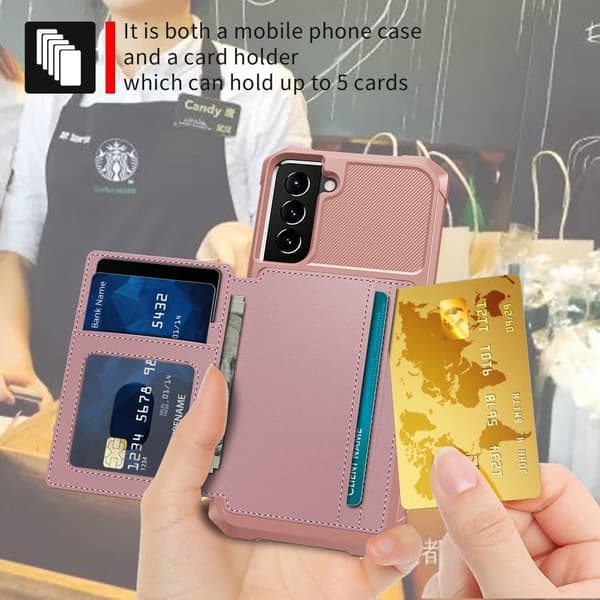 SKALO Samsung S22 Hållbart Skal med Plånbok - Rosa Rosa