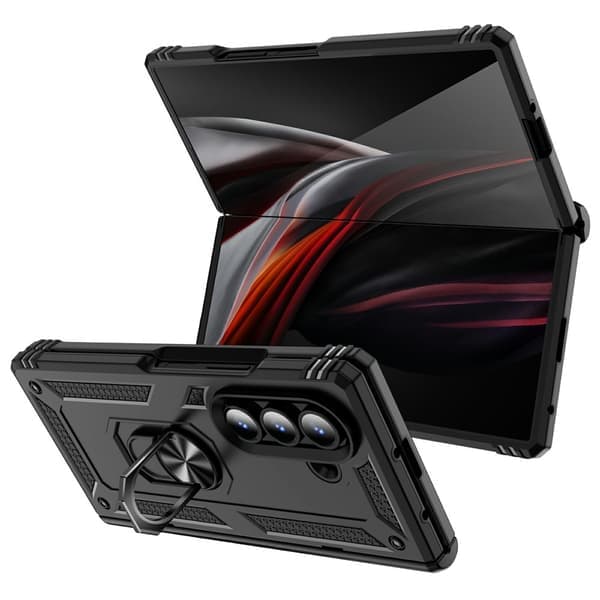 Samsung Z Fold7 Armor Metallring Skal - Musta Musta