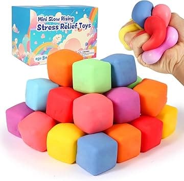 24-pak langsomt stigende stresskuber, bløde fidget-squishy-legetøj til angstlindring, træk og stræk klasseværelsespræmier, festgaver Tranquil Blue