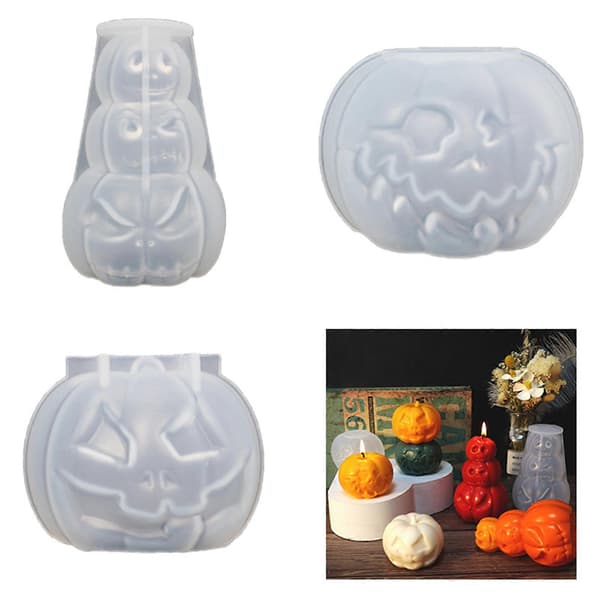 3D Græskar Silikone Lysform, Resin Støbeform til DIY Lys, Gips Ornamenter, Halloween Håndværk C invincible