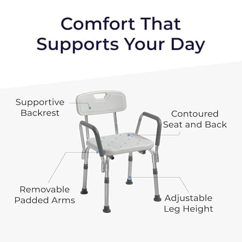 Premium duschstol med rygg och vadderade armar Arms + Back Shower Chair