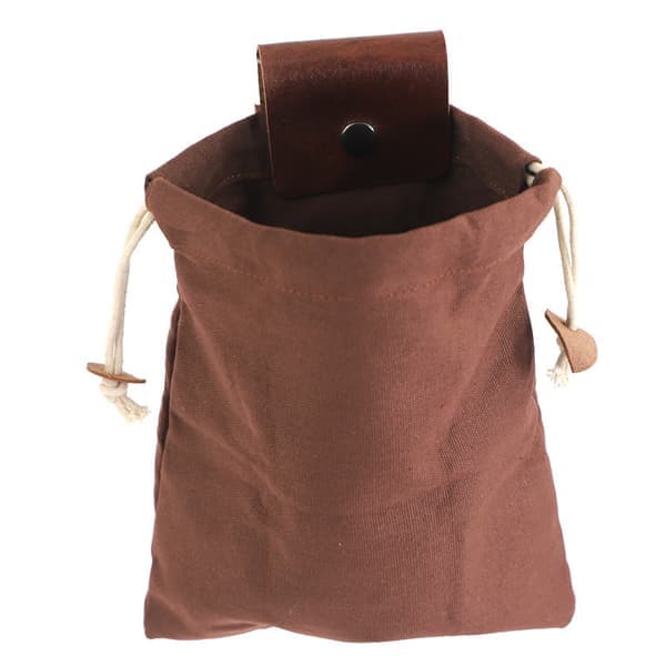 Foderpose, Sammenklappelig Bushcraft Taske, Vokset Lærred Foderpose (Læderbrun)