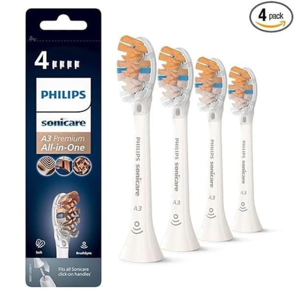 Philips Sonicare Original A3 Premium All-in-one erstatningsbørstehode for elektrisk tannbørste, hvit