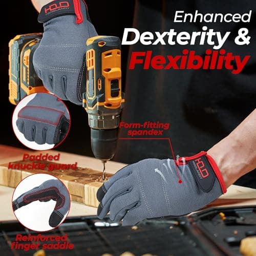 HANDLANDY Arbejdshandsker til mænd og kvinder, mekanikerhandsker med touchskærm, fleksible havehandsker til haven Solid Black Medium (1 Pair)