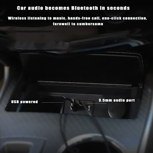 INF Bluetooth Aux-kabel til bil - AUX-adapter til bilstereo, grå