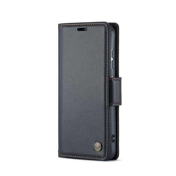 Samsung Galaxy S24 Scale CaseMe 023 Butterfly Buckle Litchi Texture RFID Antitheft Leather Black Svart