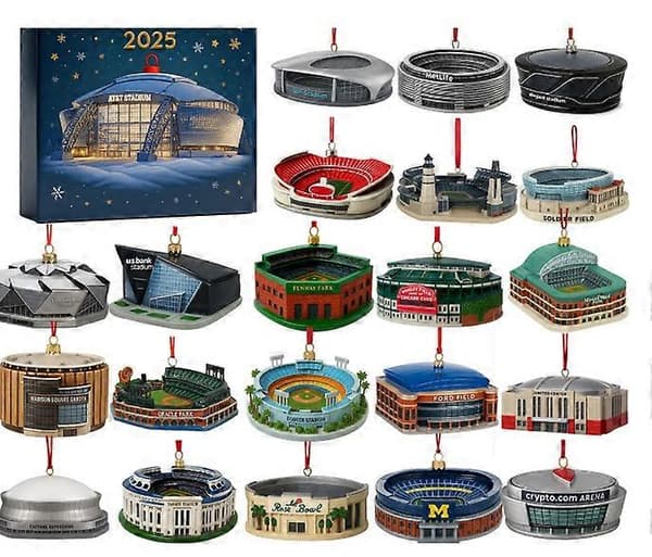 Ikonisk stadion-adventskalender, juletrepynt i akryl, samleobjekt