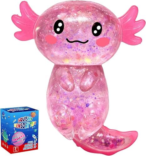 Axolotl Squishy Glitter Stressavlastande Leksak, Långsamt Stigande Squishy (Rosa) | Avlastande Squishy Leksaker, Långsamt Stigande Squishy Leksaker E-yellow