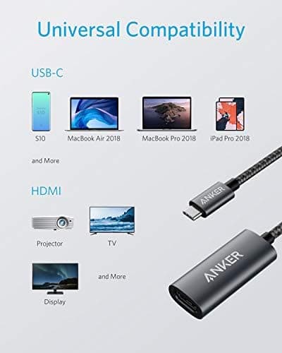 Anker USB C til HDMI-adapter (4K@60Hz), 310 USB-C-adapter (4K HDMI), til MacBook Pro, MacBook Air, iPad Pro, Pixelbook, XPS, Galaxy og