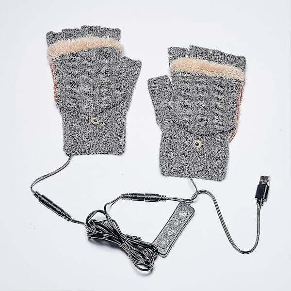USB Opvarmede Vinterhandsker, 1 Par, 3 Temperatur Niveauer, Varme Handsker til Laptop & Kontor