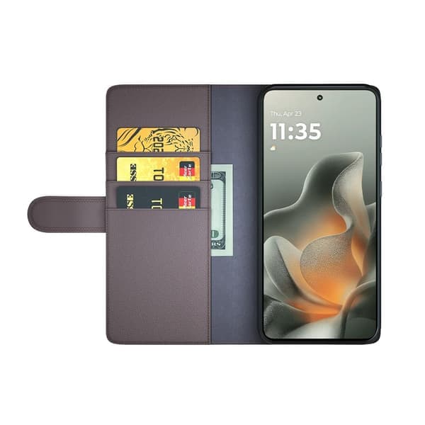 Motorola Edge 70 Etui Premium Ægte Læder Brun