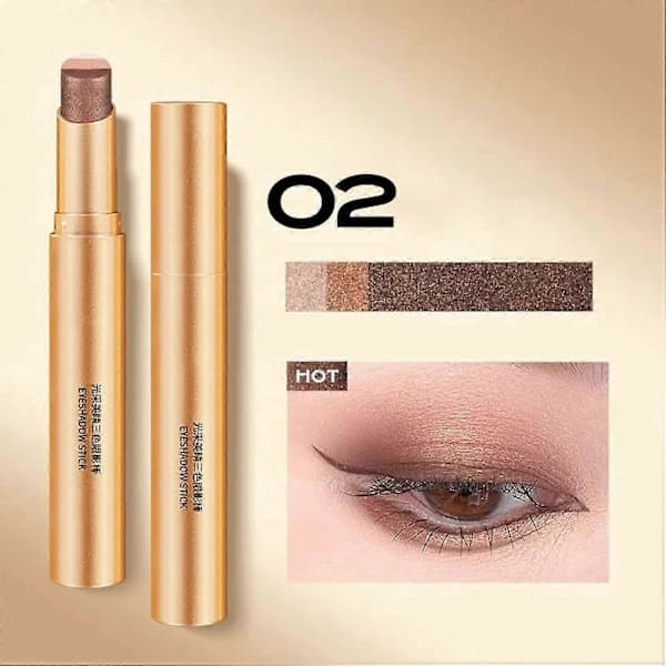 Gradient ögonskuggsstift, 3 färger krämögonskuggspenna vattentät skimmer makeup pärla