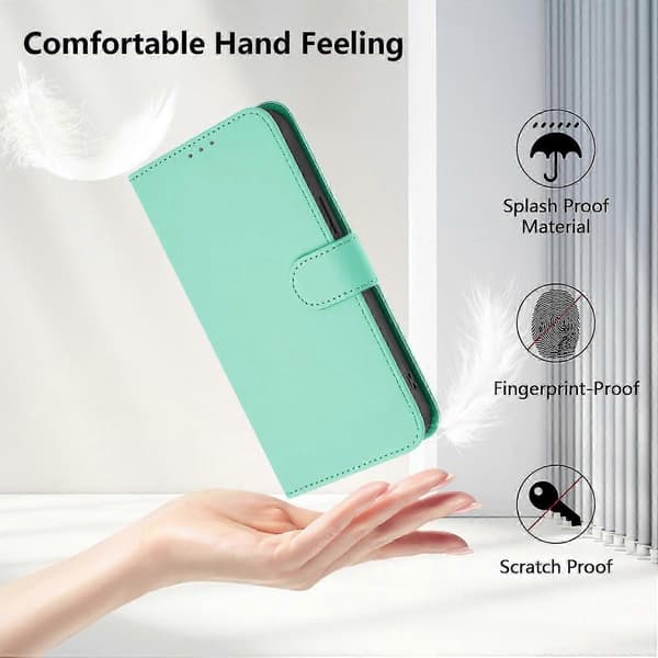Lanyard PU-deksel for Realme Note 60 4G Global, Avtakbar stropp mobildeksel Mint Green
