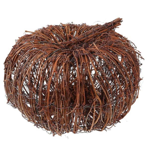 Handvävd Rattan Pumpa Ornament - Rustik Halloween Bordsdekoration, Bondgård Höst Heminredning