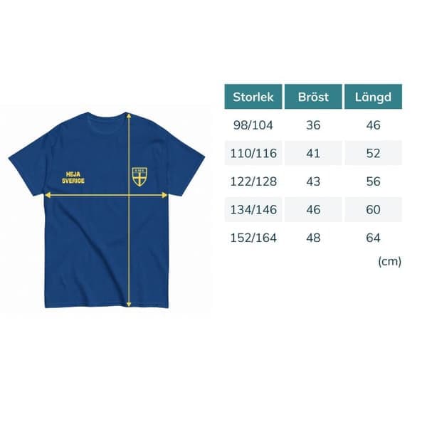 Sverige Fotbollströja Barn Med Eget Tryck & Namn Borta 152/164 blue 152/164