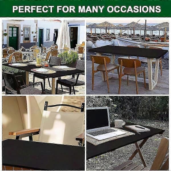 (sort-183x76cm) Genanvendelig foldbar picnicborddug - Robust rektangulær beskyttelse til terrasseborde