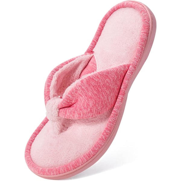 Dames Memory Foam Spa Thong Flip Flops Behagelige Indendørs Tøfler, Damers Sommer Letvægts Åbne Tå Hjemmesandaler Pink 36-37