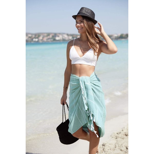 Strand - Badlakan Turkisk Bomull Bad Spa Bastu Hammam Resa Yoga Gym Yacht Lakan Omslag Filt 100 x 180 cm (Teal)
