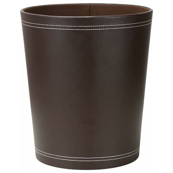 (SC)Compact Design Trash Can, Durable PU Leather Waste Bin, Enhance Decor for Office, Bathroom, Kitchen, Bedroom (9.8 Liter)